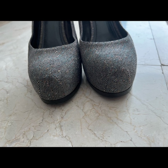 Yves Saint Laurent Metallic Gray Platform Pumps - Picture 12 of 16
